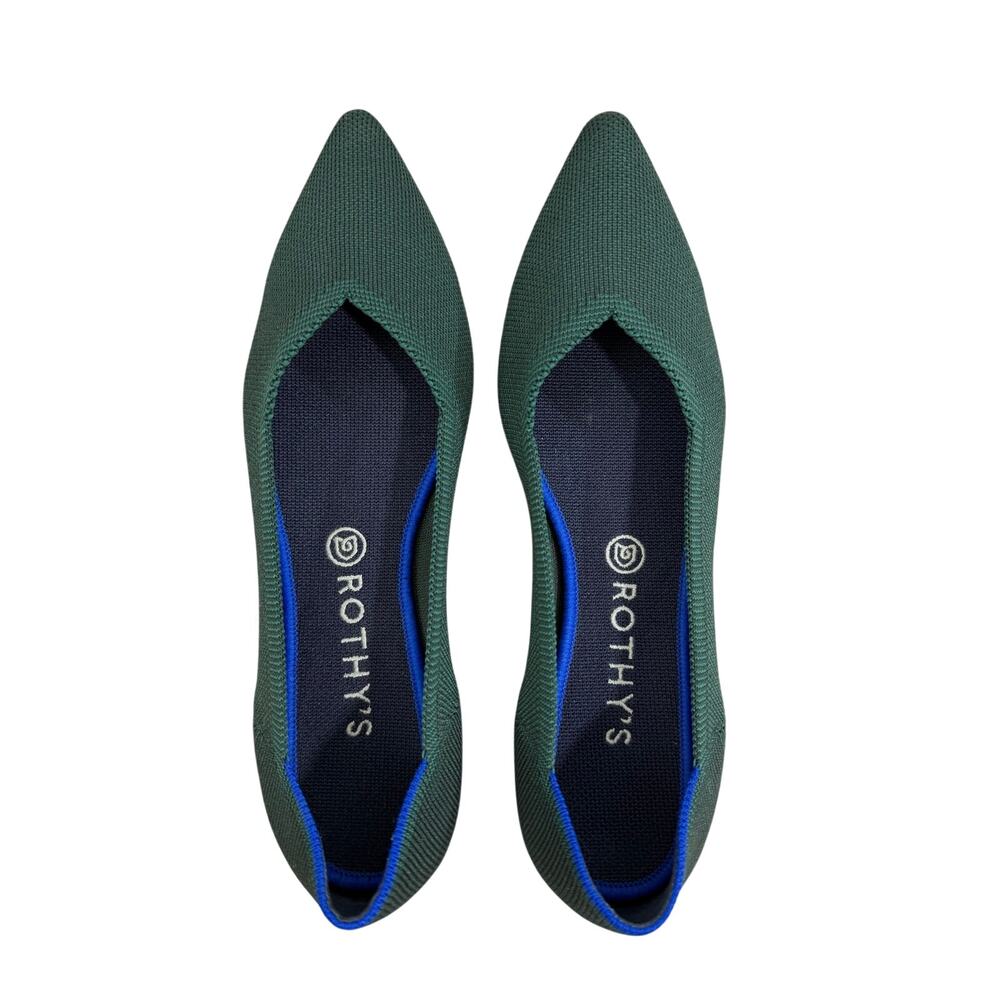 Rothy’s The Point Emerald Green Pointed Toe Ballet Flats Women’s Size 11 Slip On - Picture 1 of 10